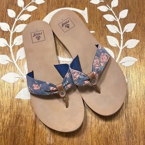 Reef Women's Blue Floral Pink Strap Sandals